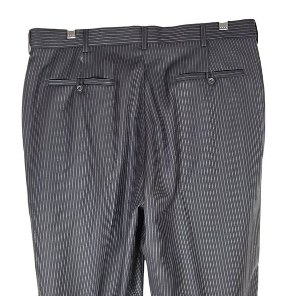 Perry Ellis Pinstriped Flat Front Portfolio Dress Pants Black Size 36x32 - Picture 6 of 14